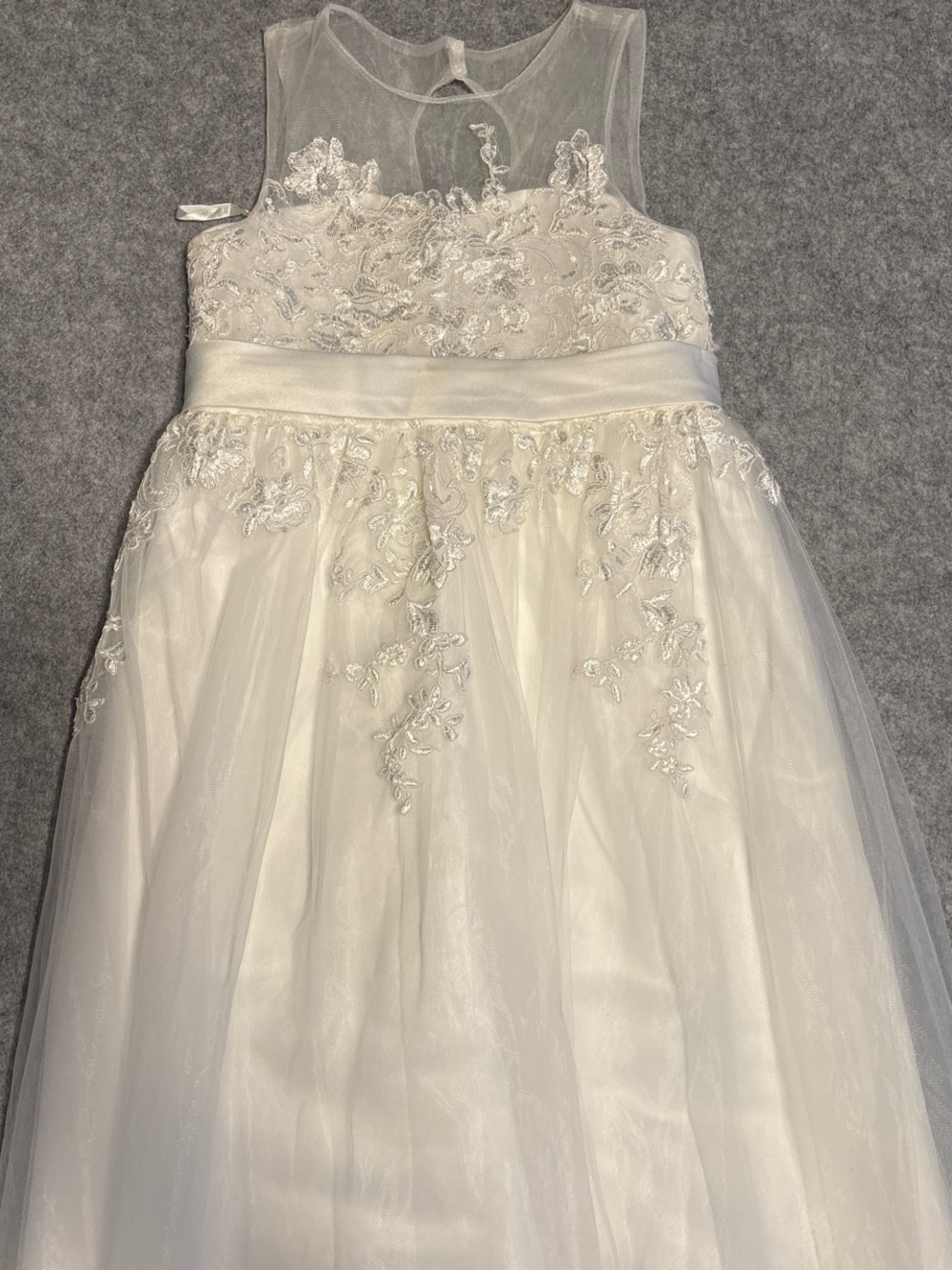 Source Unknown White Floral Lace Tulle Party Dress